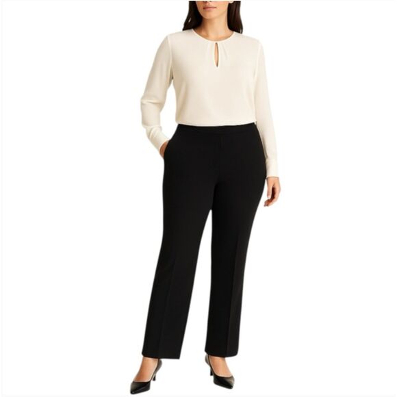 St. John Collection Black Stretch Knit Trousers Pants Size 2 - Picture 1 of 6